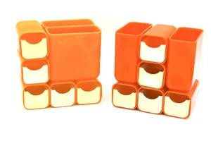 Portapenna organizzatore scrivania cassetto rosso arancione moderno vintage caddy retrò 2 - Foto 1 di 5