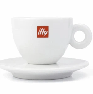 IILLY Coffee Tea Cups Saucers 4 Sets Portugal White Red 3.75” High 3.25” Wide - Picture 1 of 11