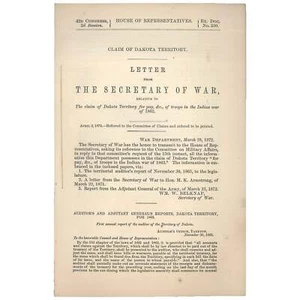 Associated Executive / Establishment of Indian Tribes Letter 1st Edition 1870 - Imagen 1 de 1