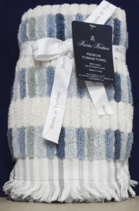 Brooks Brothers 2 Hand Premium Turkish Towels TILES STRIPES 100% Cotton NEW - Picture 1 of 3