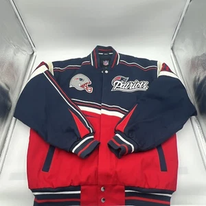 NFL NEW ENGLAND PATRIOTS EMBROIDERED SNAP BUTTON VARSITY JACKET MENS SIZE L -EUC - Picture 1 of 23