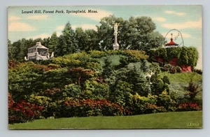 Laurel Hill Forest Park Springfield Mass MA written unposted linen postcard - Picture 1 of 2