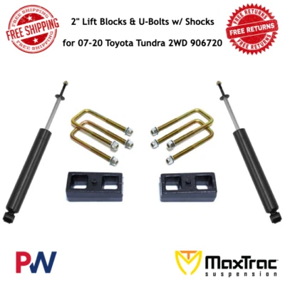 MaxTrac 2" Lift Blocks & U-Bolts w/ Shocks for 2007-20 Toyota Tundra 2WD #906720 - Image 1 of 2
