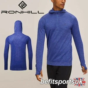 RONHILL MENS RUNNING HOODIE LIFE SEAMLESS STRETCH LONG SLEEVE GYM TRAINING TOP