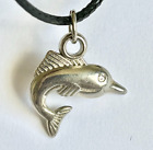 Silver Swordfish Sea Life Necklace Surfer Island Mens Womens Shell 18" Plated