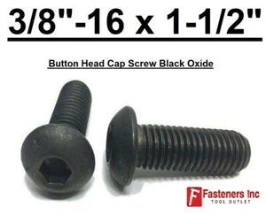 3/8-16 x 1-1/2" Button Socket Head Cap Screws Allen Hex Drive Black Oxide Alloy - Picture 1 of 3