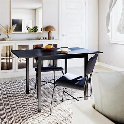 Sleek 3-PCS 2 Drop Leaf Kitchen Table Set Dining Set Breakfast Nook 2 Padded Cha - Image 1 of 4