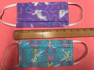 TINKERBELL HANDMADE IN AMERICA TWO Adult Face Mask with Elastic DISNEY - Picture 1 of 3