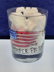 USMC / Flagge / Semper Fi, handbemalt auf doppelt altmodisches Glas - NEU - Bild 1 von 4