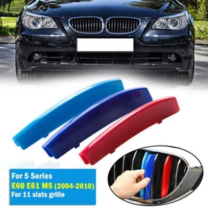 Parrilla renal de 11 bar de potencia para BMW E60 E61 M5 03-10 M 3 colores cubierta clips de inserción - Imagen 1 de 6
