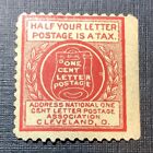 Circa 1912 National One Cent Letter Postage Assoc. Poster Stamp