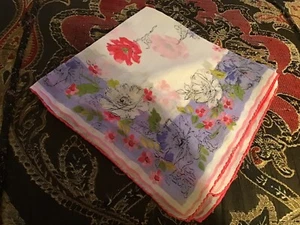 Vintage Pink Lavender Floral Hankie VGC § - Picture 1 of 2