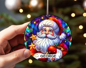 Personalised Christmas Santa Claus Bauble Custom Ornament Tree Decoration Gift - Picture 1 of 2