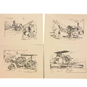 #6965 5 Vintage Farm Construction Equipment Drawing Lithgraphs 18x23 inches - Picture 1 of 7