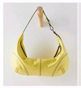 Free People Real World Clutch Slouchy Shoulder Bag Leather Yellow NWOT NEW - Picture 1 of 6