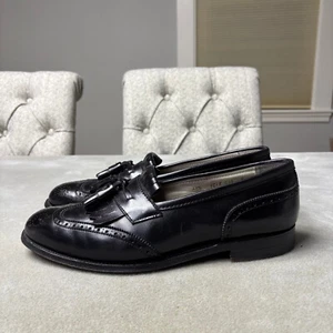 Alden Tassel Loafers Mens Size 10.5 D Black Calfskin Wing Tip Kiltie Aberdeen - Picture 1 of 12