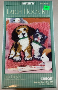 New NIB Natura Best Friends #P492 Latch Hook Kit 12x12 Dog Puppy Cat Kitten - Picture 1 of 3