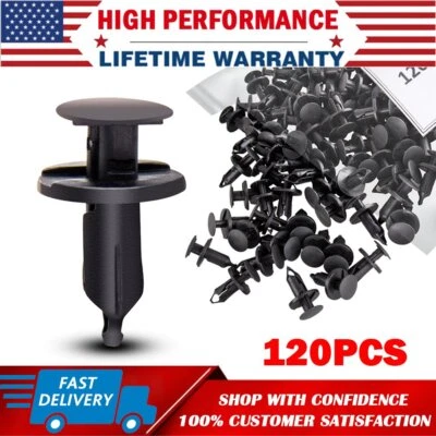 120pc Clips for Hole Plastic Rivets Retainer Fender Bumper Push Pin Fastener 8mm - Image 1 of 4