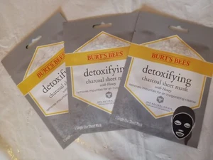 BRAND NEW (3-Pack) Burt's Bees Detoxifying Charcoal Single Use Sheet Masks - Picture 1 of 5