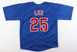Derrek Lee Signed Auto Chicago Cubs Blue Custom Jersey Beckett Witness JSA - Picture 1 of 2