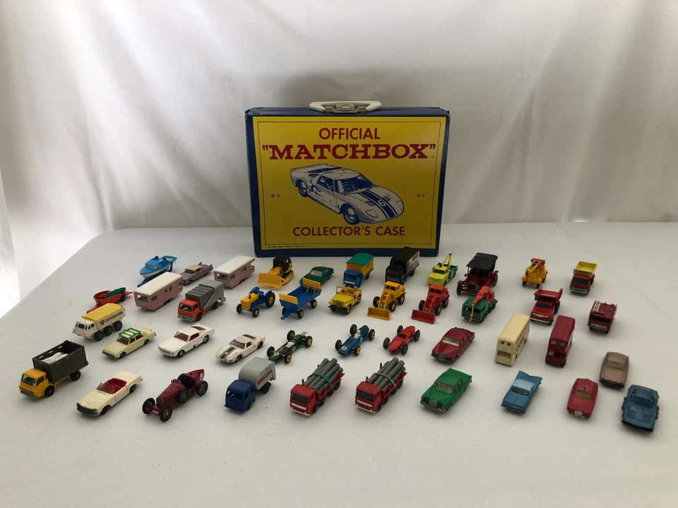 VINTAGE MATCHBOX LESNEY 1960s/70s DIECAST CAR COLLECTION LOT OF 41 w/ CASE ~ GC - Image 1 of 4