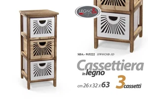 CASSETTIERA MOBILETTO SLIM SALVASPAZIO 3 CASSETTI LEGNO BIANCA MARRONE h63*26*32 - Foto 1 di 3