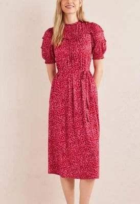BODEN yoke detail jersey belted midi dress UK 20, XXL /floral pockets shirred - Image 1 of 4