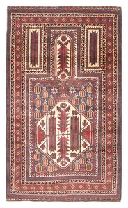 Vintage handgeknüpfter Vorleger 2 Fuß 10 Zoll x 4 Fuß 11 Zoll traditioneller Wollteppich - Bild 1 von 9