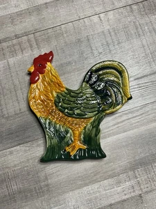 Country Farm Farmhouse Rooster Chicken Ceramic Kitchen Decor Tray - Picture 1 of 5