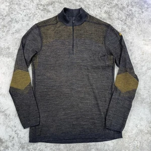 Smartwool Pullover Mens Large Gray Yellow Intraknit Merino Wool Half Zip Sweater - Picture 1 of 6