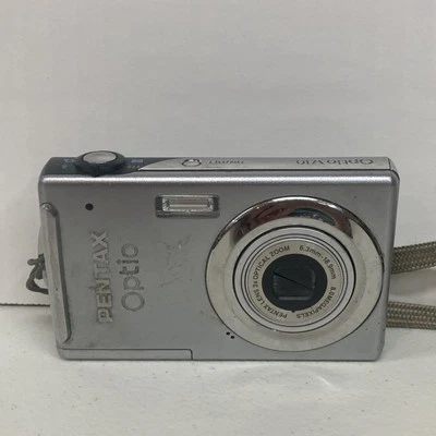 Pentax Optio V10 8.0MP Digital Camera 3x Optical Zoom Parts Repair Silver - Image 1 of 4