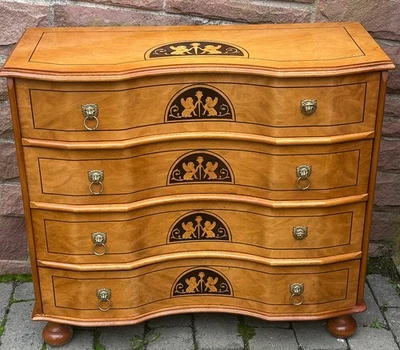 Wunderschöne Massivholz 4 Schubladen Intarsien Kommode 75 cm Hoch - Bild 1 von 4