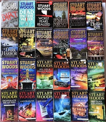 Lot of 24 Stuart Woods Stone Barrington Mass Market Paperback Books Foto 1 de 4