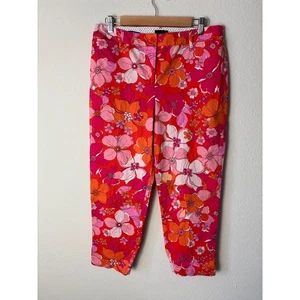Talbots Sz 10 Floral Print Cropped Capri Pants Vibrant Summer Dopamine Artsy - Picture 1 of 14