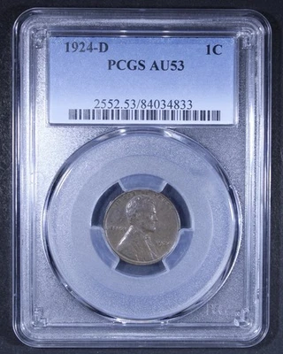 1924-D Lincoln Wheat Cent - 1c PCGS AU53 - Nice Coin! - Image 1 of 4