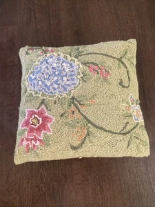VTG Floral Print 100% Hook Wool Pillow 15x15 - Bild 1 von 7