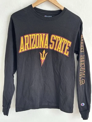 Camisa Arizona State Sun Devils Para Hombre Pequeña Negra Manga Larga Camiseta Gráfica LEER Foto 1 de 4