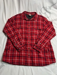 Duluth Trading Co. XXL Fleece Lined Flannel Shirt Jacket Red Plaid Shacket Mens - Picture 1 of 9