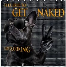 Funny Shower Curtain get Naked French Bulldog Wooden Farmhouse Shower Curtain...