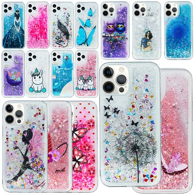 Printed Bling Liquid Glitter Case Cover For Apple iPhone 14 13 Pro Max 11 12 XR - Image 1 of 4
