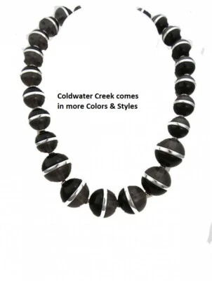 Acqua Fredda Creek Nero Grigio Ciondolo 50.8-58.4cm Argento Perlina Collana Sr - Immagine 1 di 4