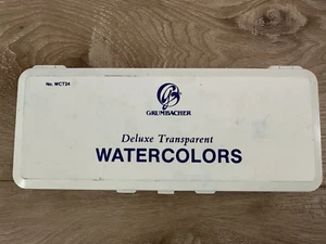 Vintage Grumbacher Deluxe Transparent Watercolor Set #WCT24 - 24 Colors & Brush - Picture 1 of 13