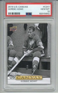 2019 UPPER DECK CANVAS #C241 GORDIE HOWE CARD DETROIT RED WINGS PSA 10 LOW POP - Picture 1 of 2