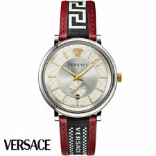 Versace VEBQ01319 V-Circle Greca Edition grey silver red black Men's Watch NEW