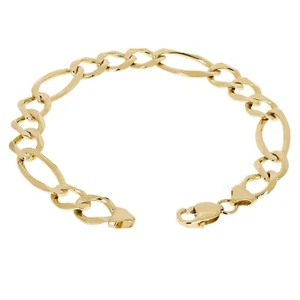 Herren 10k Gelbgold Massiv Figaro Gliederkette Armband 7,5" 11,3mm 20 Gramm - Bild 1 von 5