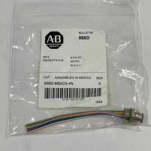 New! Allen Bradley 888D-M8AC9-4N M12 Receptacle 8 Pin DC M16 x 1 Ser A - Picture 1 of 1