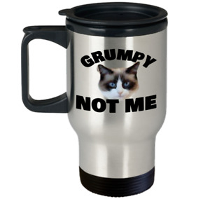 Snowshoe Cat Grumpy Not Me Travel Coffee Mug Funny With Handle Stainless Steel