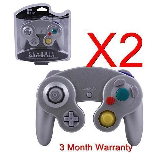 2X CONTROLLER FOR NINTENDO GAMECUBE GC & WII SILVER NEW - Image 1 of 1