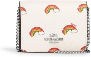 Coach Mini Wallet On A Chain With Rainbow Print CK391 Pride - Picture 1 of 3