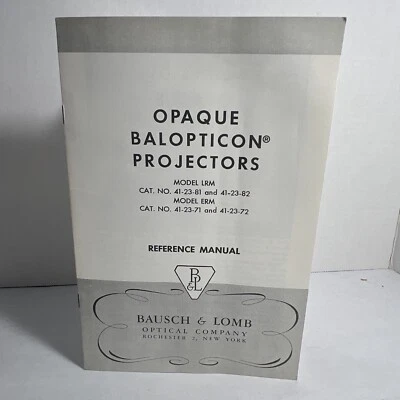 Bausch & Lomb 1956 proyectores balopticon modelo LRM y ERM manual de referencia raro Foto 1 de 4